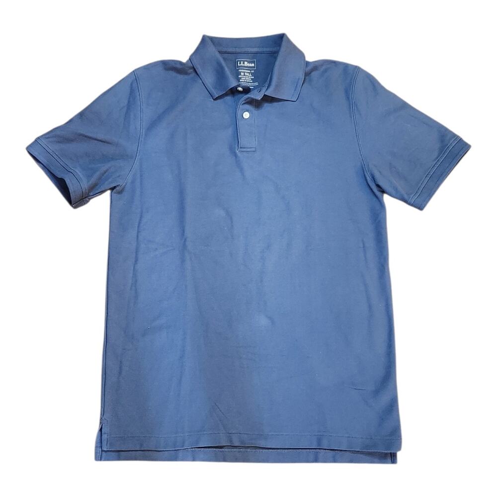 LL Bean Short Sleeve Blue Polo, M Tall